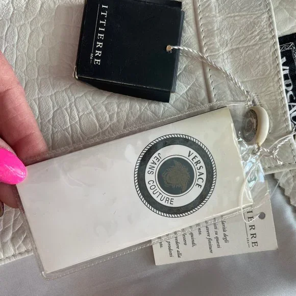 NWT Auc Versace Runway Alligator embossed Leather white Wrap Mini Skirt - Picture 7 of 17